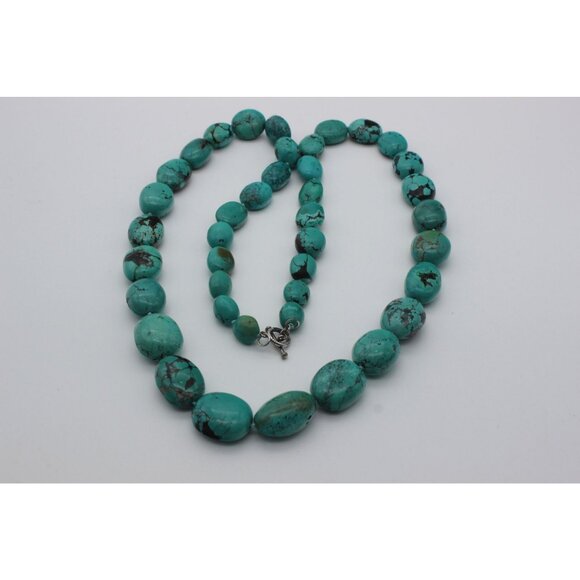 Lucas Lameth Turquoise Sterling‎ Silver Necklace Women’s Chunky Beaded Statement - Picture 1 of 15